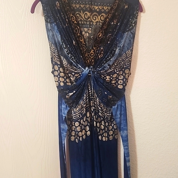 Bebe Blue and Tan Maxi Dress - Picture 2 of 8